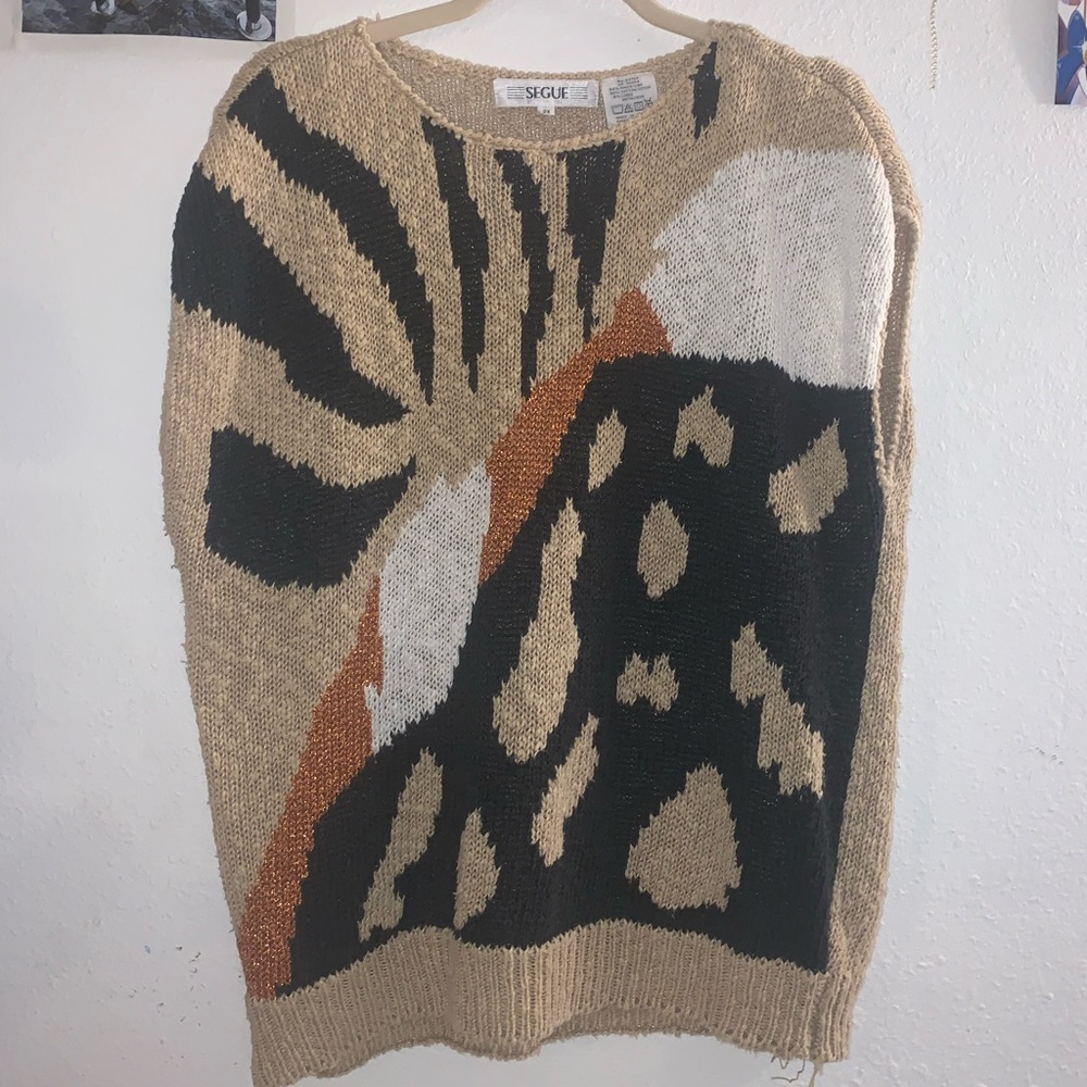 abstract crochet-y sweater vest/top
